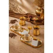 Yzhome 2 Kişilik Aynalı Gold Sunum Servis Tepsisi Tepsi Dekoratif Ayna