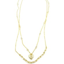 Öfi Kalp Kolye - 90CM - Altın