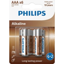 Philips Alkalin Aaa Ince Kalem Pil 1.5V - LR03A6BP/10 -6'lı Paket