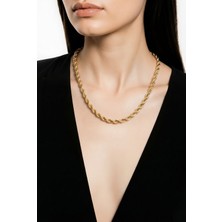Lykos Burgu Model Gold Renk Pirinç 60 cm Kadın Kolye - 14K Altın Rengi Kaplama