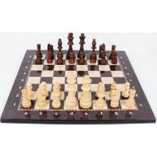 50Bir Lüks Ahşap Figür Satranç Takımı 3 Numara Kaliteli Malzeme ile 35x35 cm Boyutunda