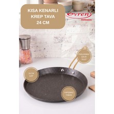 EVREN MUTFAK 28 cm Gold Stone Kısa Kenarlı Krep Tava, Non-Stick Krep Omlet Tavası (Çelik Çubuk Kulp)