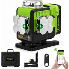 Gümrük Bey Huepar P04CG 4d Yeşil Lazer Seviyesi – 4X360° Bluetooth Kontrollü Profesyonel Cihaz