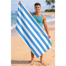 Vevien Home Çizgili Dijital Baskılı 75X150 cm Plaj Havlusu Mavi