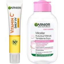 Garnier C Vitamini Günlük Güneş Koruyucu Fluid Yüz Kremi 40ML & Micellar Kusursuz Makyaj Temizleme Suyu 100ML
