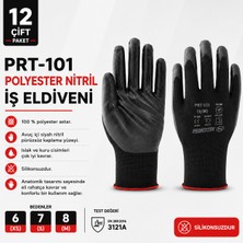 12 Çift - Prokotek PRT-101 Polyester Nitril Iş Eldiveni No:6 (XS) - Avuç Içi Siyah Nitril Kaplama, Polyester Astarlı EN388