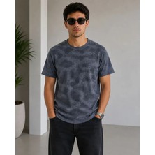 Etiler Collection Erkek Batik Desenli Tişört Bisiklet Yaka Kısa Kol Regular Fit T-Shirt - Füme