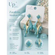 Up Atelier Zarafetin Akışkan Hali Turkuaz Renk Küpe