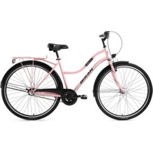 Bisan Bella Kadın Şehir Bisikleti 42CM V 26 Jant 3 Vites Pudra Pembe Siyah