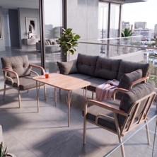 Canisa Ekon Serisi 1. Sınf 3+1+1 ve 1 Adet Orta Sehpa 2 Yastıklı Cappucino Iskeletli Bahçe Balkon Oturma Koltuk Takımı