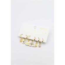 Öfi Renkli Taşlı Set Küpe - Altın