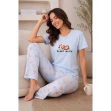 Wordex Mirano 4101 Desenli Kısa Kollu Pamuklu Kadın Pijama Takımı