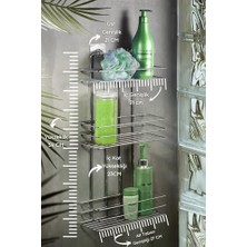 Die Grup Sas Haus Yapışkanlı Düz Banyo Düzenleyici Şampuanlık Duş Rafı Krom Tş-03