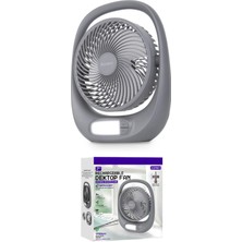 Sarftech 7'' Inc Şarj Edilebilir LED Işıklı Masaüstü Vantilatör - 3 Kademeli Hız, 180° Dönebilen Taşınabilir Koruyucu Kafesli Akülü Masa Fanı