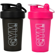 Cool Plastik Gym Shaker 550 ml Ölçekli ve Sızdırmaz Kapaklı Protein Shaker 2\'li Set (Siyah+Pembe)