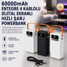 Hızlı Store 60000MAH Entegre 4 Kablolu Powerbank Dijital Ekranlı LED Fenerli Hızlı Şarj Taşınabilir Şarj Cihazı