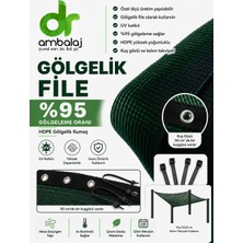 Gölgelik File 1,5m x 100M %95 Sıklık Kuşgözlü Kolonlu Halkalı Montajı Için Klips Hediye-Yeşil Bahçe Çit Filesi