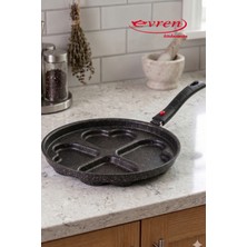 EVREN MUTFAK 4 Gözlü Kalpli Tava 24 Cm, Yumurta Omlet Krep Kalpli Tava