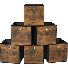 Die Grup Songmıcs Saklama Kutusu, 6'lı Set, Düzenleme Kutuları, Dokunmamış Kumaş, Katlanır Kutu, 30 x 30 x 30 Cm, Kumaş Kutu, Küp Raf Için, Giysi Düzenleyici, Vintage Kahverengi-Siyah RFB102B01