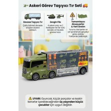 Farbu Oyuncak Asker Taşıyıcı  57 cm Tır 14 Parça Helikopter ve Zırhlı Araçlı Dorseli Eğitici Oyuncak Araç Seti