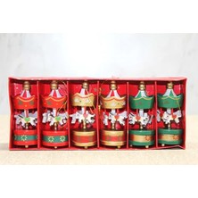 Die Grup 6'lı Mini Atlı Karınca Noel Ağaç Süsü Renkli Ahşap Geleneksel Tasarım Çocuk Odası ve Yılbaşı Süslemesi Için Dekoratif Hediyelik (3 Renk Karışık)