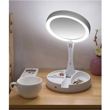 Die Grup 10X Büyütme Çift Taraflı Makyaj Ayna Katlanabilir 21 LED Işıklı Makyaj Aynası USB Kablo