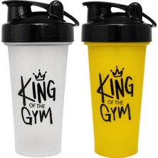 Cool Plastik King Of The Gym Shaker 650 ml Ölçekli ve Sızdırmaz Kapaklı Protein Shaker 2\\\'li Set (Şeffaf+Sarı)