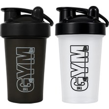 Cool Plastik Gym Shaker 550 ml Ölçekli ve Sızdırmaz Kapaklı Protein Shaker 2\'li Set (Siyah+Şeffaf)