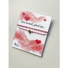 Atölye Merdiven Kuzey Yıldızım Seni Sevmek Güzel Şey Sevgili Bilekliği 2li Hediye Bileklik