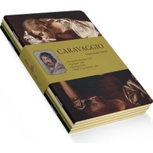 Die Grup Narcissism Series - A5, Caravaggio 4'lü Defter Seti I, Çizgisiz, Toplam 256 Sayfa, Her Biri 64 Sayfa, Tel Dikiş, Esnek Kapak, Oval Kenar, Tuval Doku, 60 Gram, Sarı Krem Renk