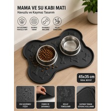 Black Gold Kedi Köpek Mama ve Su Kabı Altlığı 45X35 cm Kaymaz Mama Matı Yıkanabilir Döküntü Önleyici