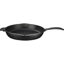 Die Grup Lava Döküm Yuvarlak Izgara Tava, Metal Kulplu, 28 Cm, Siyah