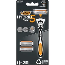 Die Grup Bıc Hybrid 5 Flex Erkek Tıraş Bıçağı 1 Sap ve 2 Yedek Başlık (5 Bıçak), 5 Nano Teknolojik Titanyum Bıçak, E Vitamini ile Zenginleştirilmiş Geniş Kayganlaştırıcı Bant
