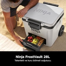 Die Grup Ninja Frostvault Hard Cooler 28 L, Birinci Sınıf Yalıtımlı Soğutma Kutusu, 6 Güne Kadar Buz Tutar, Buzdolabı Sıcaklığına Sahip Entegre Kuru Saklama Çekmecesi, 48 Kutu Için Uygundur, Cloud White