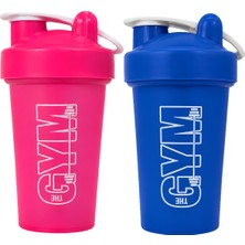 Cool Plastik Gym Shaker 550 ml Ölçekli ve Sızdırmaz Kapaklı Protein Shaker 2\'li Set (Pembe+Mavi)