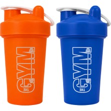 Cool Plastik Gym Shaker 550 ml Ölçekli ve Sızdırmaz Kapaklı Protein Shaker 2\'li Set (Turuncu+Mavi)