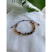 Atölye Merdiven Unisex 6mm Akik Taşlı Tasarım Doğaltaş Bileklik