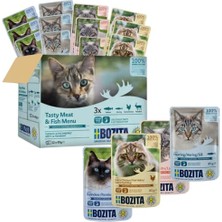 Die Grup Balık ve Etli Soslu Atıştırmalık Çoklu Kutu 12 x 85 G Pouch - Kediler Için Porsiyon Torbasında Islak Mama