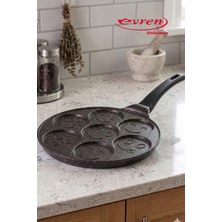 EVREN MUTFAK Yüz Emojili Pankek Tava, Non-Stick 7 Gözlü Pankek Tavası 26 cm