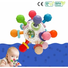 Bebek Montessori Duyusal Diş Kaşıyıcı Top – Motor Becerileri Gelişim Oyuncağı - Çok Renkli