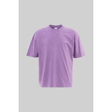 Machinist Clothing Erkek Yıkamalı Basic Oversize Tişört Mor