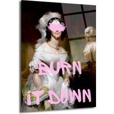 GLAZELLA Burn It Down Temalı Modern Sanat Cam Tablo