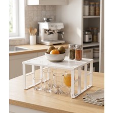 Elçi Home 3 Adet Flowers Dolap Içi Raf Düzenleyici, Dolap Içi Düzenleyici Raf, Bardak Rafı, Düzenleyici Raf
