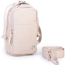 Nas Bag Mini Kadın Telefonluk Spor Şık Günlük Büzgülü El ve  Çapraz Çanta (En 20 cm ; Boy 12 cm ) Kum