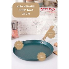 EVREN MUTFAK 30 cm Gold Stone Kısa Kenarlı Krep Tava, Non-Stick Krep Omlet Tavası (Boru Kulp)