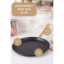 EVREN MUTFAK 30 cm Gold Stone Kısa Kenarlı Krep Tava, Non-Stick Krep Omlet Tavası (Boru Kulp)