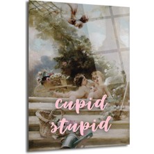GLAZELLA Cupid Stupid Ironik Aşk Temalı Cam Tablo