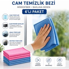 Mko Tekstil Baklava Desen Mikrofiber Cam Bezi 6'lı Paket