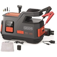 Die Grup Groove JS006 29200MAH 4500A Tepe Akımı Profesyonel Akü Takviye Cihazı Jump Starter + Lastik Şişirme Kompresörü 150PSI Taşınabilir Powerbank LED Lamba LCD Ekran 12V Benzinli ve Dizel Araçlar Için