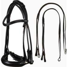 Acavallo Rolled Leather Anatomik Çift Dizginli Dresaj Başlığı